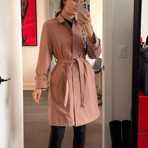 London Fog Dusty Rose Trench Coat with Waist Tie (fits multiple sizes)